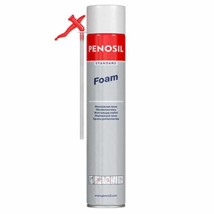 PENOSIL Standard Foam. Būvniecības putas izmantošanai jebkurā gadalaikā, ar salmiņa aplikatoru.